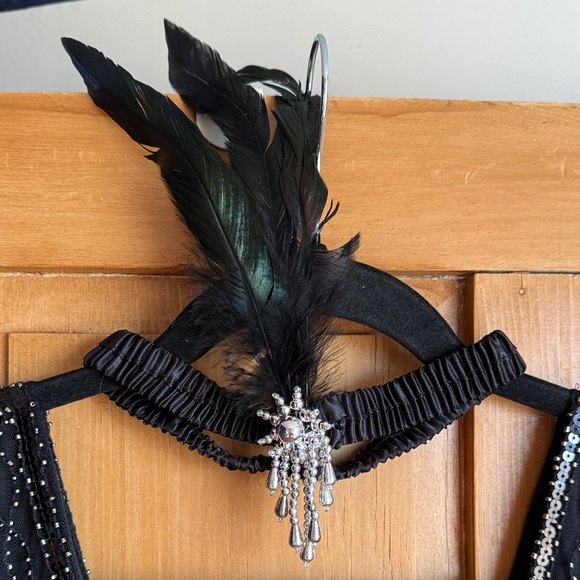 1920s style Black Beaded Dress with Accessories - Picture 4 of 6